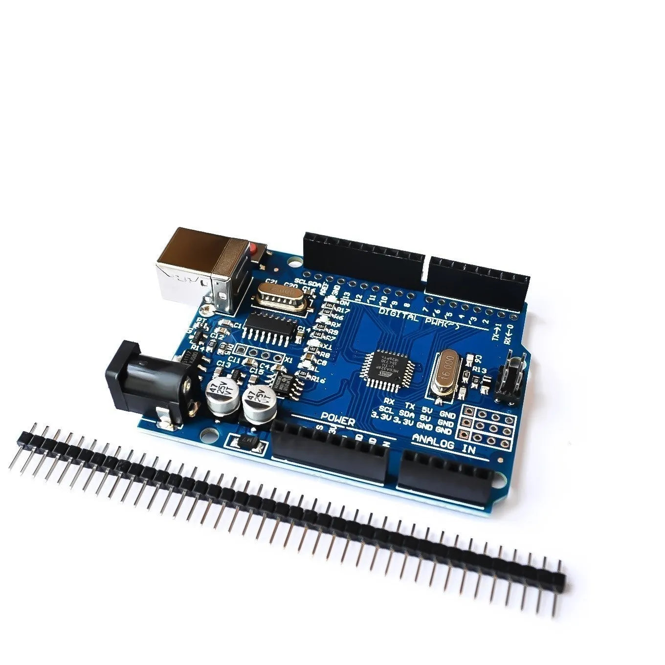 Placa Desarrollo UNO R3 (ATMEGA328P, CH340/ATEGA16U2) compatible Arduino con Cable + Placa Expansión Proto Shield R3