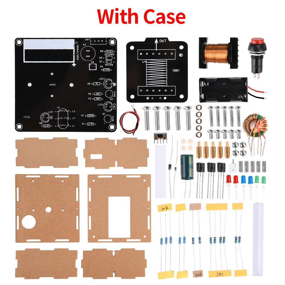 Kit DIY Cañón Electromagnético Alto Voltaje (3V DC) - Módulo Booster Bobina y PCB Práctica Soldadura