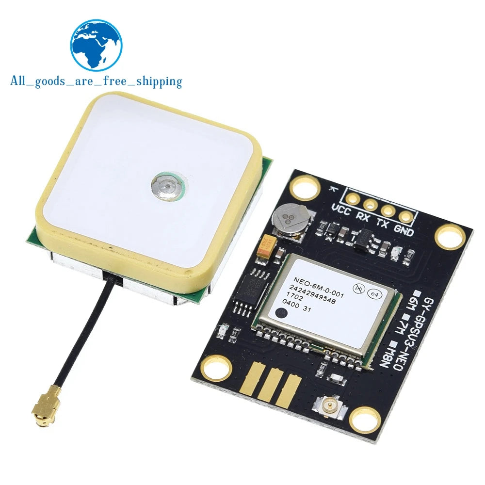 Módulo GPS TZT GY-NEO6MV2 (NEO-6M) con Antena Grande y EEPROM para Control Vuelo MWC/APM2.5 Arduino