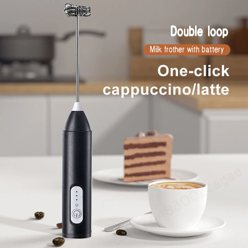 Espumador Leche Inalámbrico Eléctrico Recargable (Tipo C) Batidor Mano Acero Inoxidable Mini Mezclador Café/Cappuccino/Crema