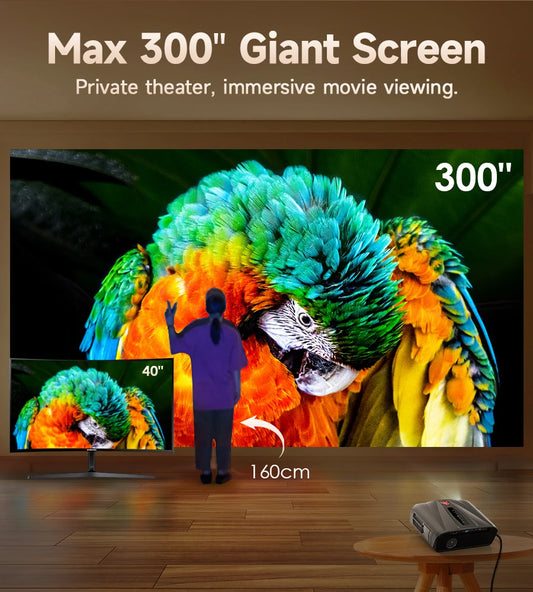 Proyector LED 4K Full HD Android Auto Focus WiFi Bluetooth 1480 ANSI Lumen Home Theater (Incluye Pantalla)