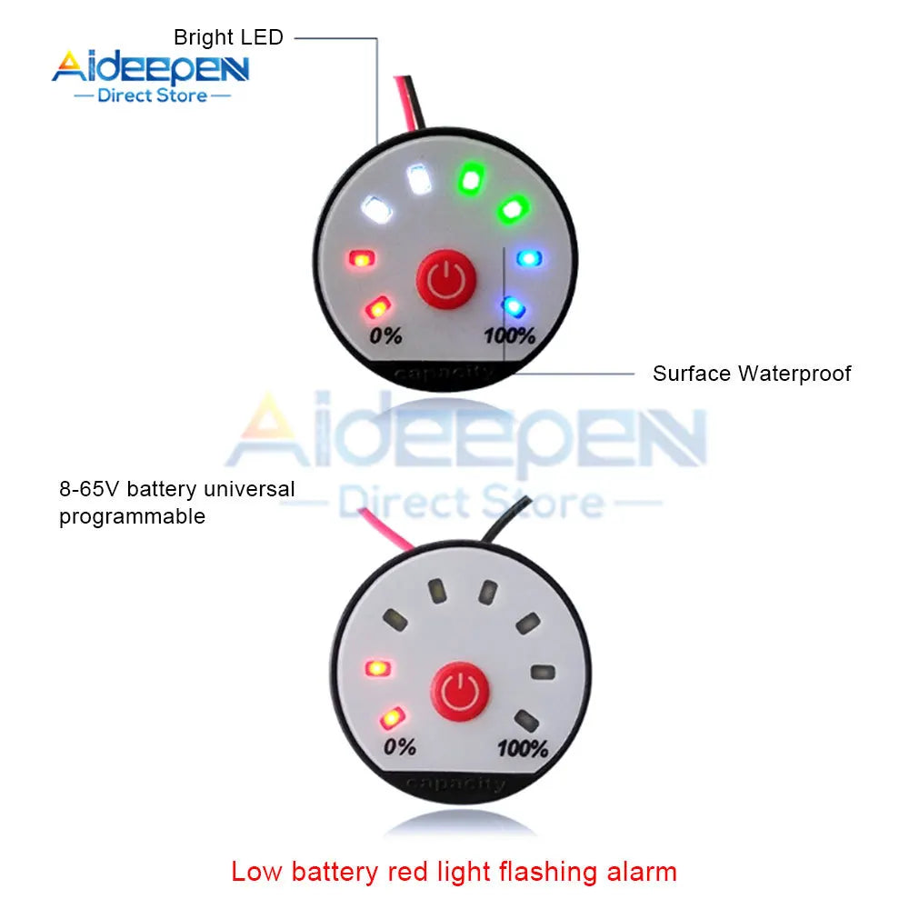 Indicador Capacidad Batería LED (1S-13S) - Tester Carga Plomo-Ácido/Litio (Li-Po/Li-ion) 12V/24V/48V