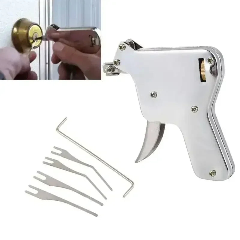 Kit Herramienta Apertura Puertas Acero Inoxidable (Ganzúa/Llave Bump/Pistola Pick) Reparación Cerrajería