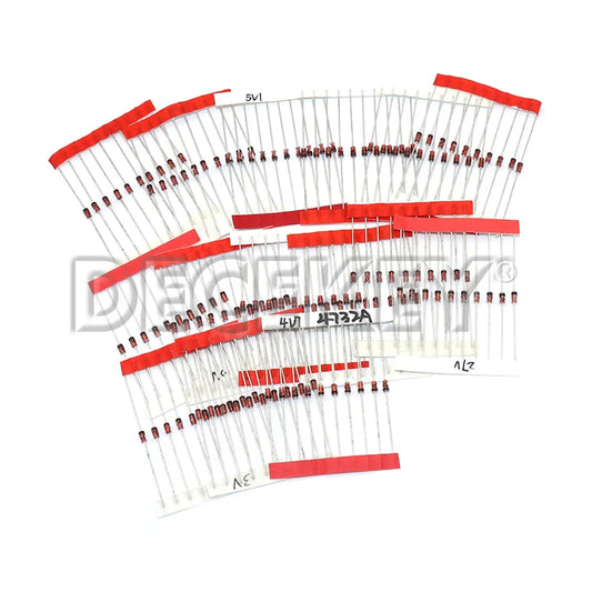 Kit Surtido Diodo Zener 1W (DO-41, 3V-30V, 15 Valores x 10pcs = 150 Unidades) Componente DIY