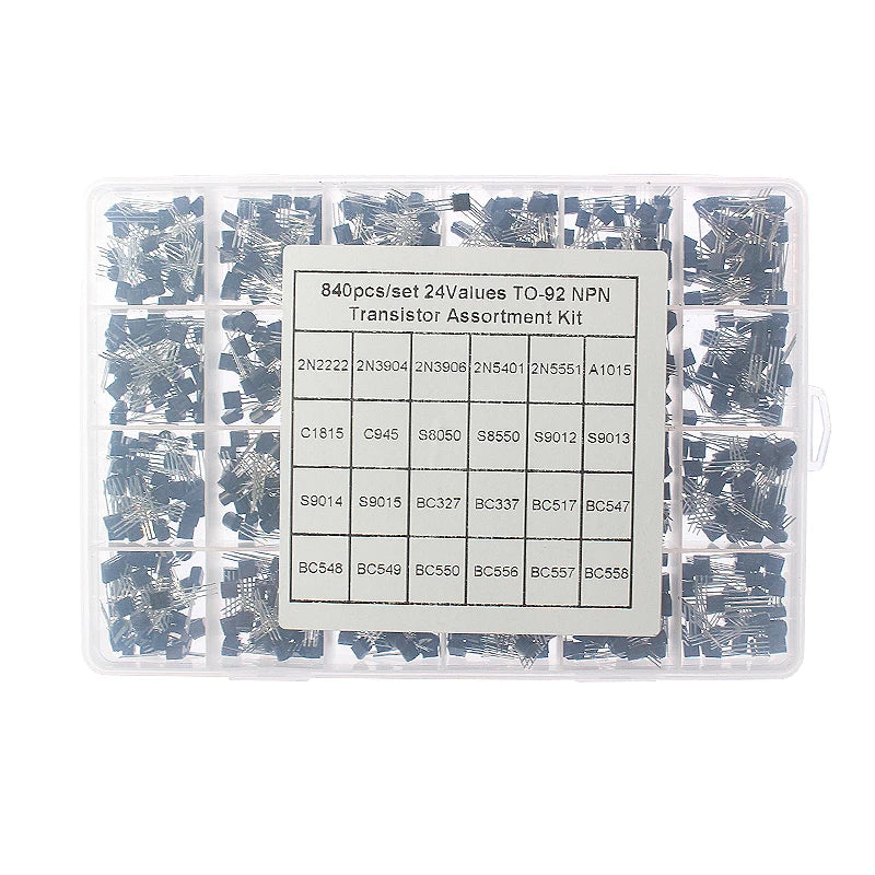 Kit Surtido Transistores BJT TO-92 NPN/PNP (A1015, BCxxx, S8xxx, 2Nxxxx) - 50-900 Piezas