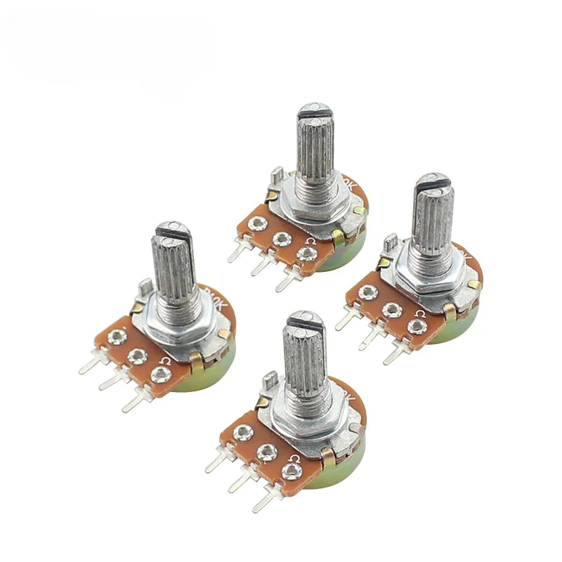 5PCS Linear Potentiometer Kit 20mm 3pin WH148 1K 2K 5K 10K 20K 50K 100K 250K 1M Potentiometers Kit With Nuts And Washers