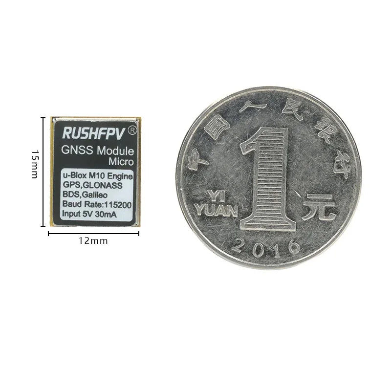 Módulo GPS GNSS RUSHFPV M10 Micro Pro Mini (10Hz, Antena Cerámica Integrada) para Drones RC FPV Freestyle