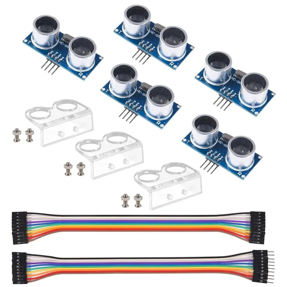 Módulo Sensor Distancia Ultrasónico MELIFE HC-SR04 con Soporte Montaje y Set Cables para Arduino Mega R3/Mega2560 Robot (5 Unidades)