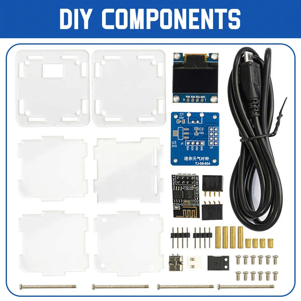 Kit DIY Mini Reloj Meteorológico WiFi ESP8266 Reloj Digital Estación Multifuncional Electrónico (Sin Soldar IC)