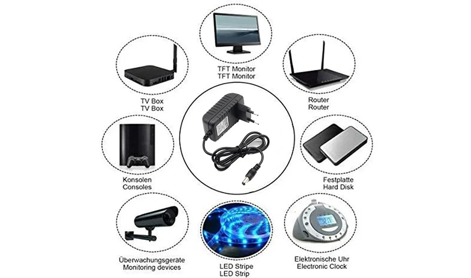 Adaptador Fuente Alimentación Universal AC 110-240V a DC 5V/6V/8V/9V/10V/12V/15V (0.5A/1A/2A/3A) Cargador Enchufe EU/US para Tira LED