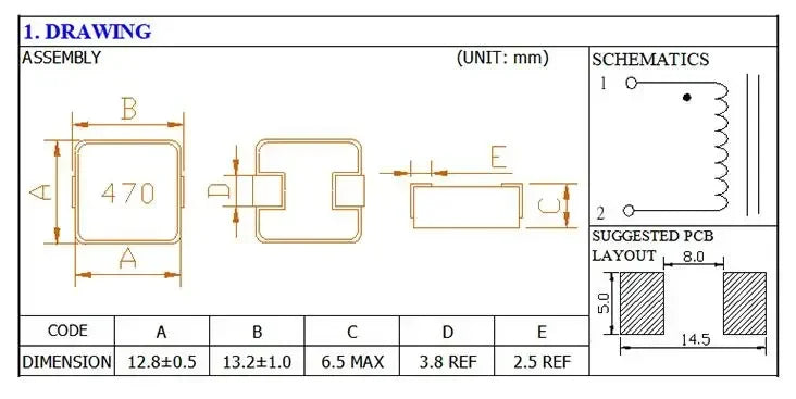 Inductor Potencia Moldeado SMD (0420-0650) - Varios Valores (1uH a 47uH) - Lote 10 Piezas