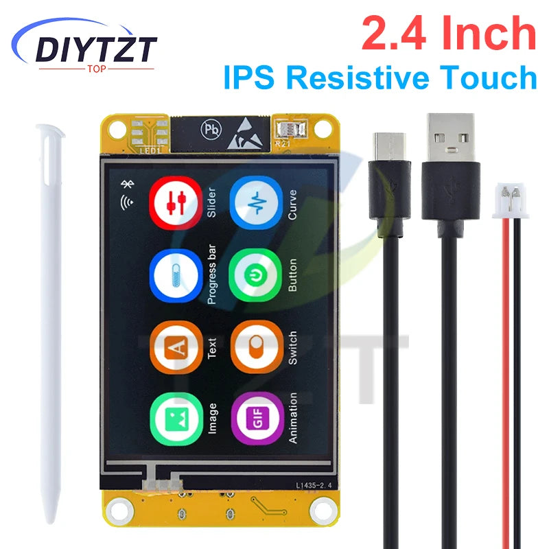 Placa Desarrollo DIYTZT ESP32 LVGL (WROOM) con Pantalla Táctil LCD TFT 2.4" (240x320) WiFi y Bluetooth