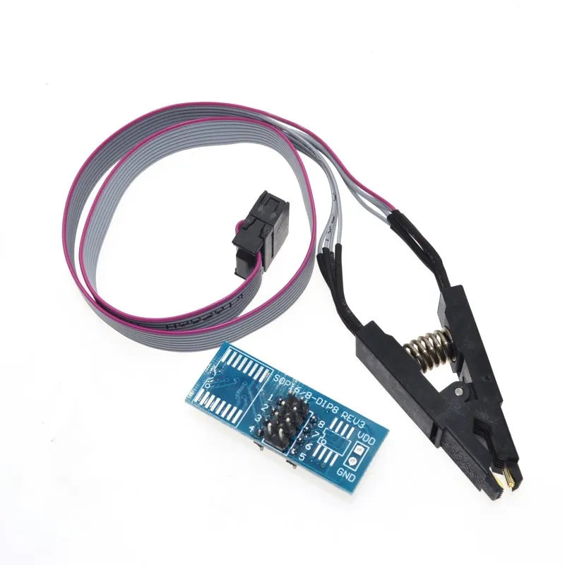 Kit Programador USB CH341 24/25 Series EEPROM Flash BIOS + Clip Test SOIC8/SOP8