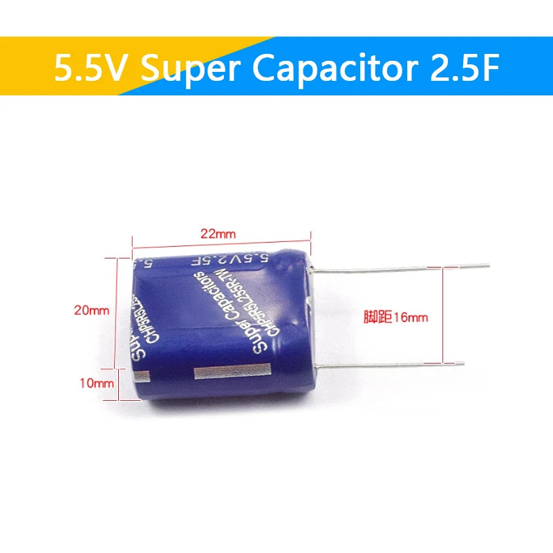 Supercapacitor Farad Tipo Combinación (0.22F-50F, 5.5V) - Unidad (Especificar Valor)