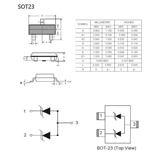 MOSFET Canal-N SI2302 (A2SHB) SMD SOT-23 20V 2.5A - Lote 50 Piezas