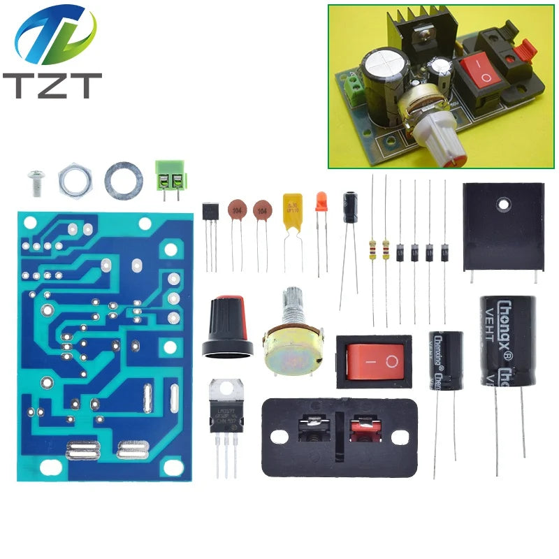 Kit DIY Módulo Fuente Alimentación Step-Down LM317 Regulador Voltaje Ajustable con Fusible Reseteable