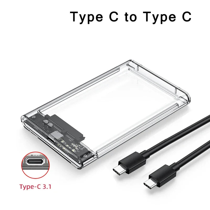 Carcasa Externa USB 3.0/Tipo C a SATA III para Disco Duro HDD/SSD 2.5" (Soporta UASP) Caja Harddisk