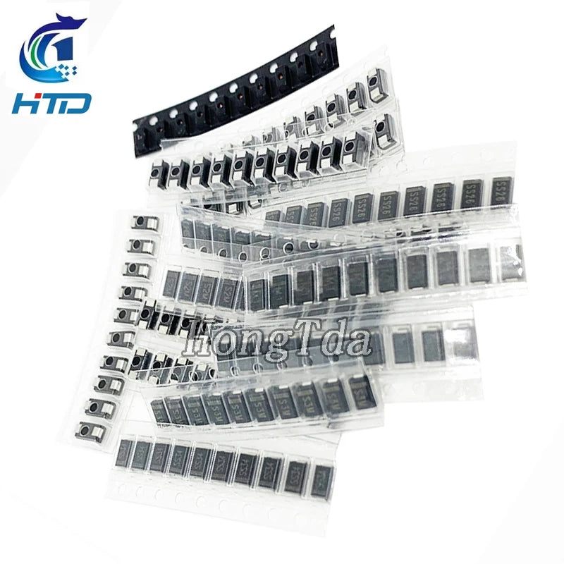 Kit Surtido Diodos SMD: Schottky / Fast Switching / Rectificador (M1-M7, SS14-SS36, LL4148, etc.)