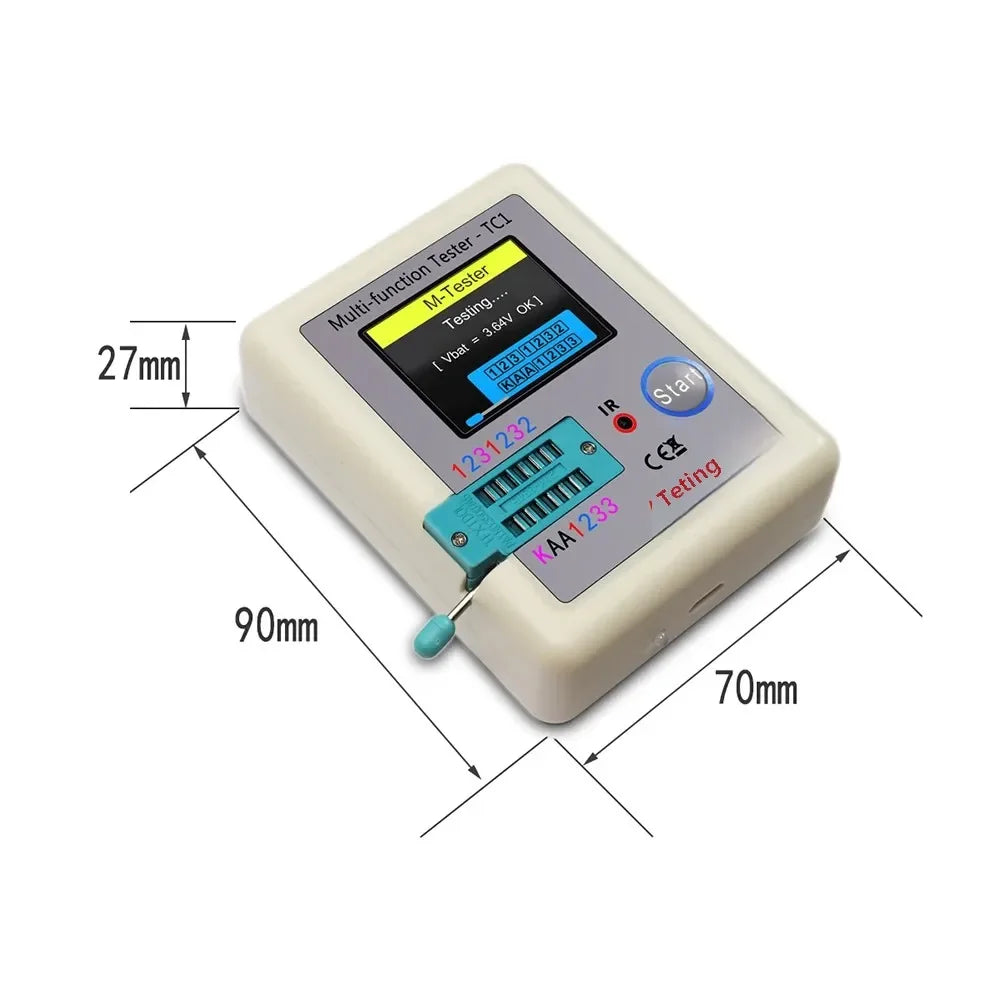 Tester Transistor LCR-TC1 (Pantalla TFT 1.8") - Medidor Multifunción Diodo, Triodo, Capacitor, Resistencia (MOSFET/NPN/PNP/TRIAC)