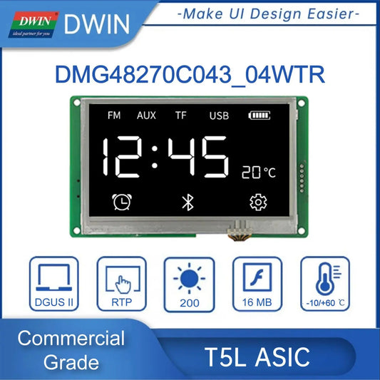 Pantalla Táctil Inteligente HMI DWIN 4.3" (480x272) TFT LCD - Bajo Costo