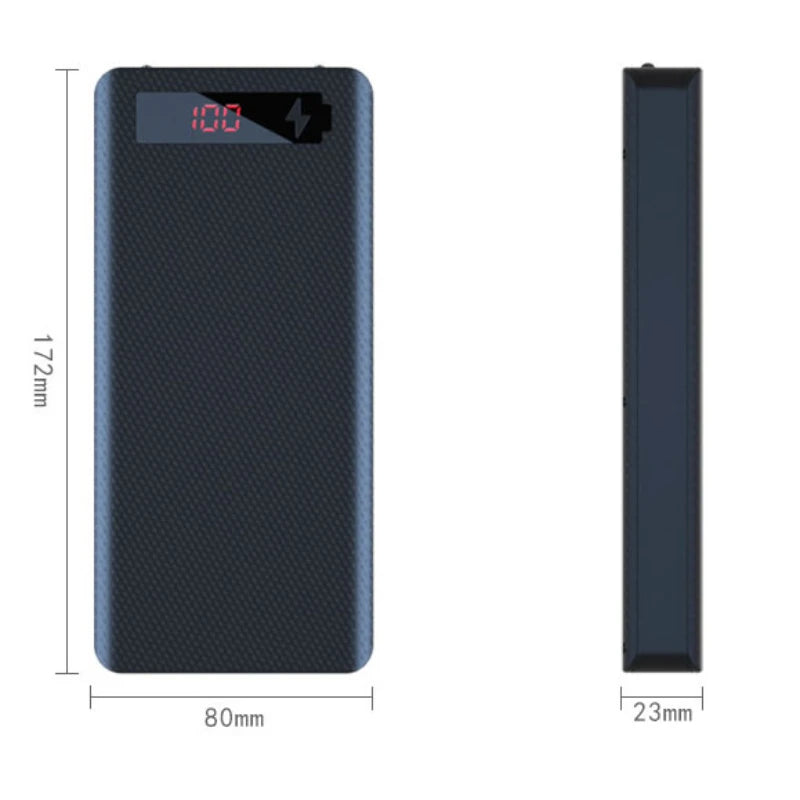 Caja Power Bank Shell DIY 5V (Doble USB/Micro USB/Tipo C) Soporte Baterías 18650 (Carcasa Desmontable, Sin Batería)