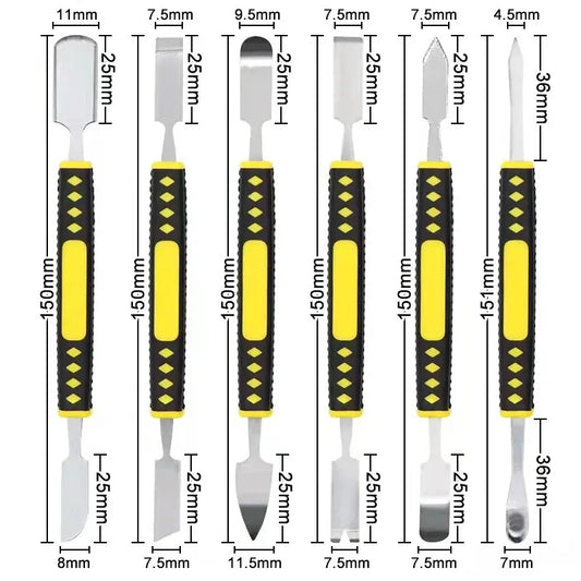 Barra Palanca Doble Punta Uña Endurecida 6 en 1 para Desmontaje Batería/Pantalla/Marco (Herramienta Reparación Moldeo Inyección)