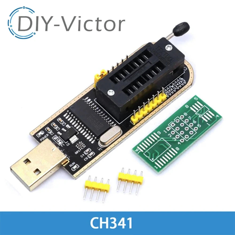 Kit Programador USB CH341A 24/25 Series EEPROM Flash BIOS + Clip Test SOIC8/SOP8 (DIY Kit i21)