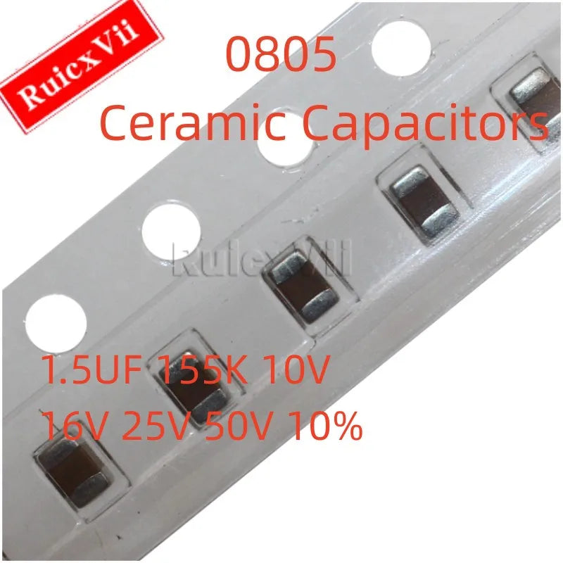 Capacitor Cerámico SMD 0805 (1.5uF 155K, 10V-50V, X7R 10%) MLCC - Pack 50 Unidades