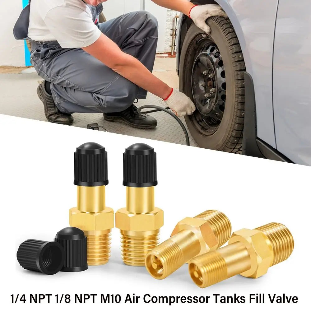 Válvula Llenado Tanque Compresor Aire Latón Anti-Corrosión Schrader (Rosca 1/4 NPT / 1/8 NPT / M10) Núcleo Válvula Neumático Auto