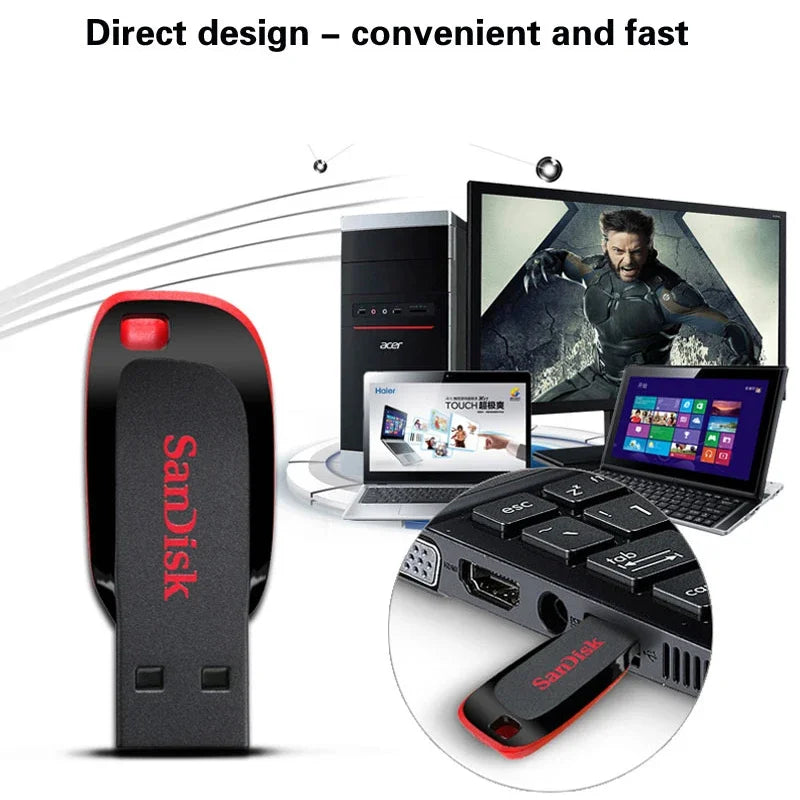 Memoria USB Flash Drive Pendrive Sandisk Mini (16GB/32GB/64GB/128GB) USB 2.0 Stick Disk-on-Key para Teléfono