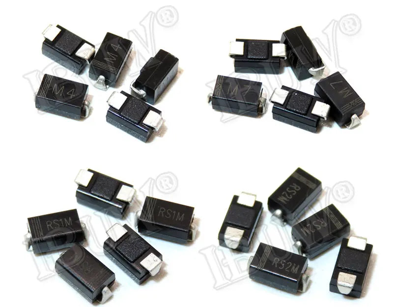 Diodo Rectificador Schottky SMD DO-214AC - Varios Tipos (M1-M7, SS12-SS36, US1M, RS2M, ES1D) - Lote 100 Piezas
