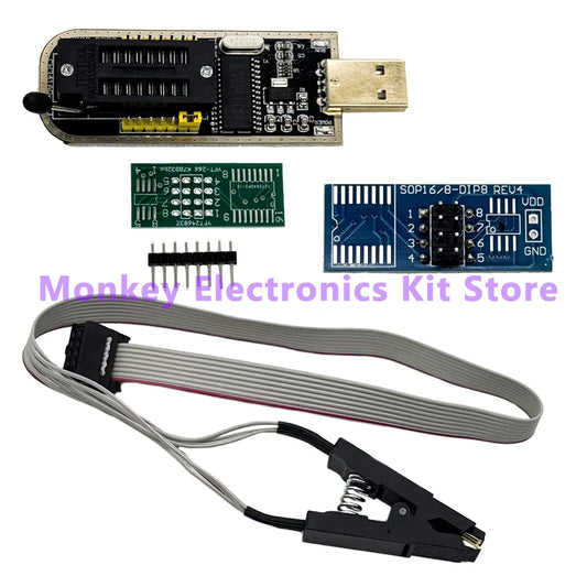 Kit Programador USB CH341A EEPROM/Flash/BIOS con Clip SOIC8 y Adaptador 1.8V + ZIF Socket