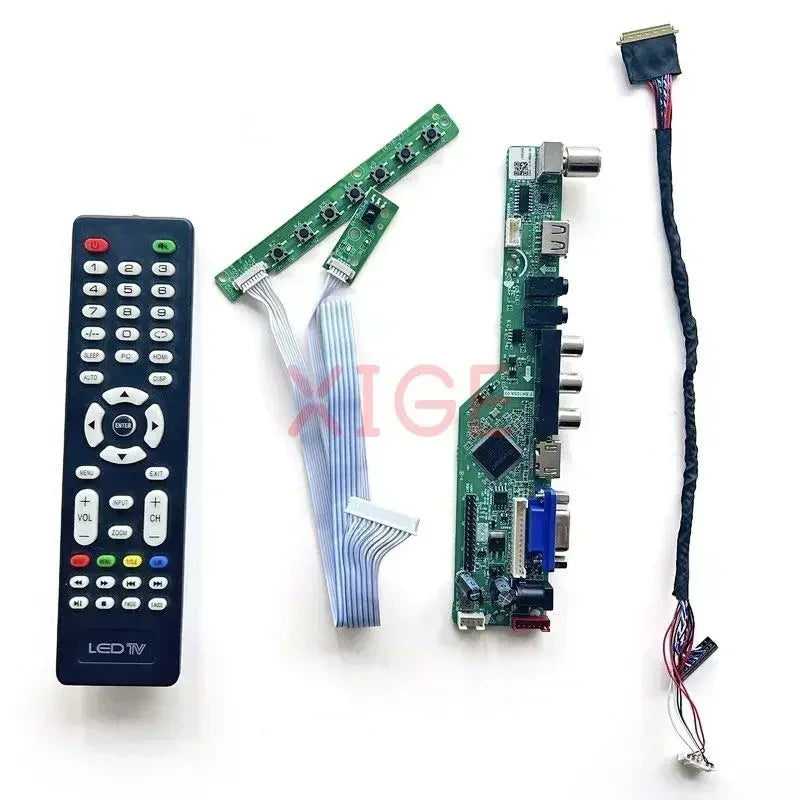 Kit Placa Controladora LVDS para Panel 15.6" B156XW02 V0-V7 (1366x768) 40pin TV Analógica HDMI/VGA/AV/USB DIY