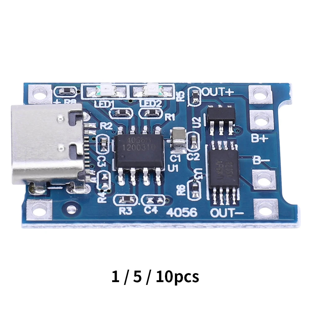 1-10pcs Type-c Micro / TYPE C 5V 1A 18650 TP4056 Lithium Battery Charger Module Charging Board With Protection Dual Functions 1A
