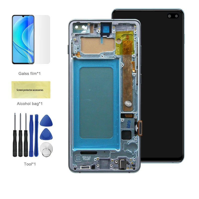 Pantalla LCD de 6,4 pulgadas para Samsung, repuesto de montaje de digitalizador con pantalla táctil, probado, S10 +, G975F, G975U, G975W, G975