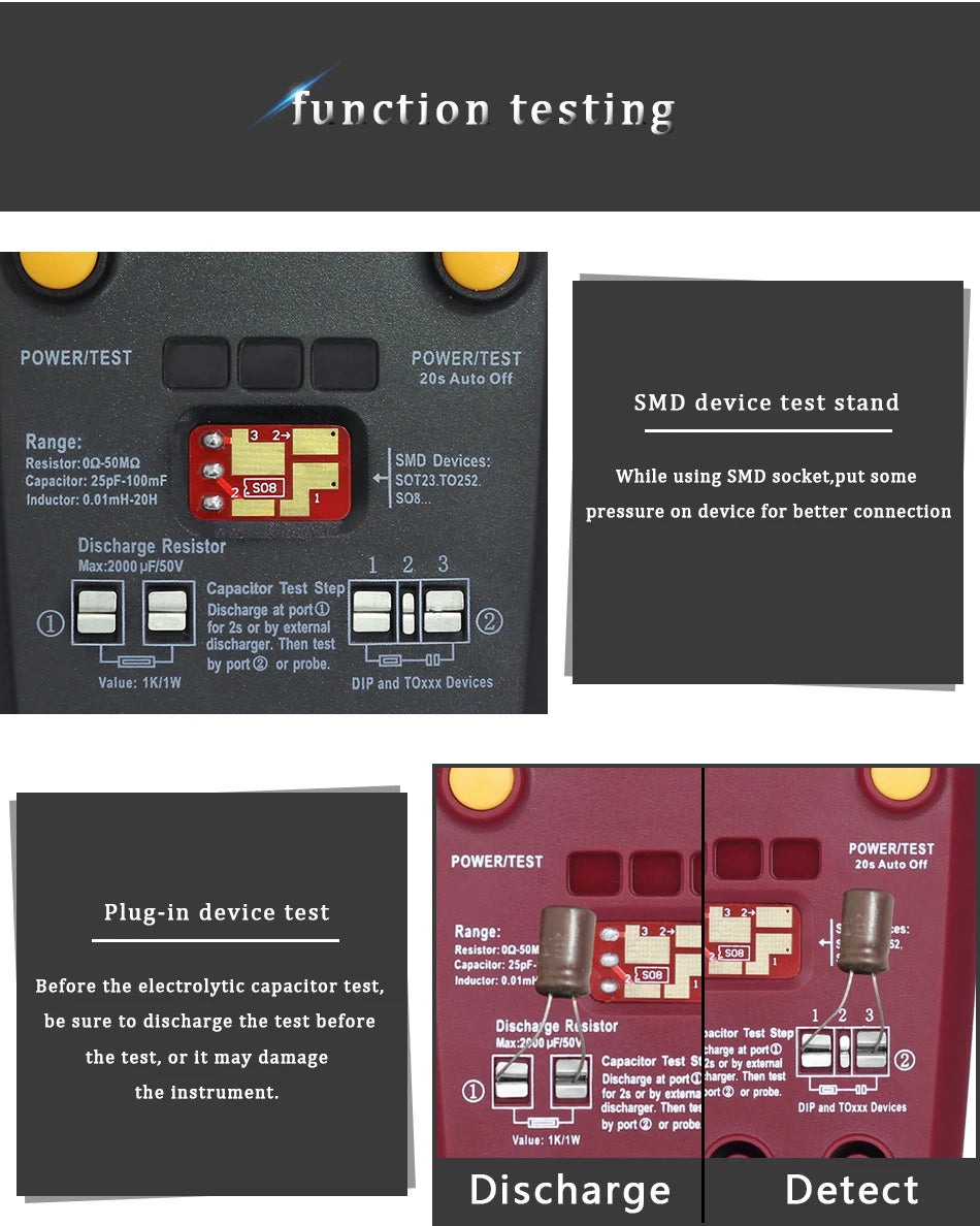 Tester Transistor Multiuso BSIDE ESR02PRO - Medidor Diodo, Triodo, Capacitancia, Resistencia (MOS/PNP/NPN/SMD)