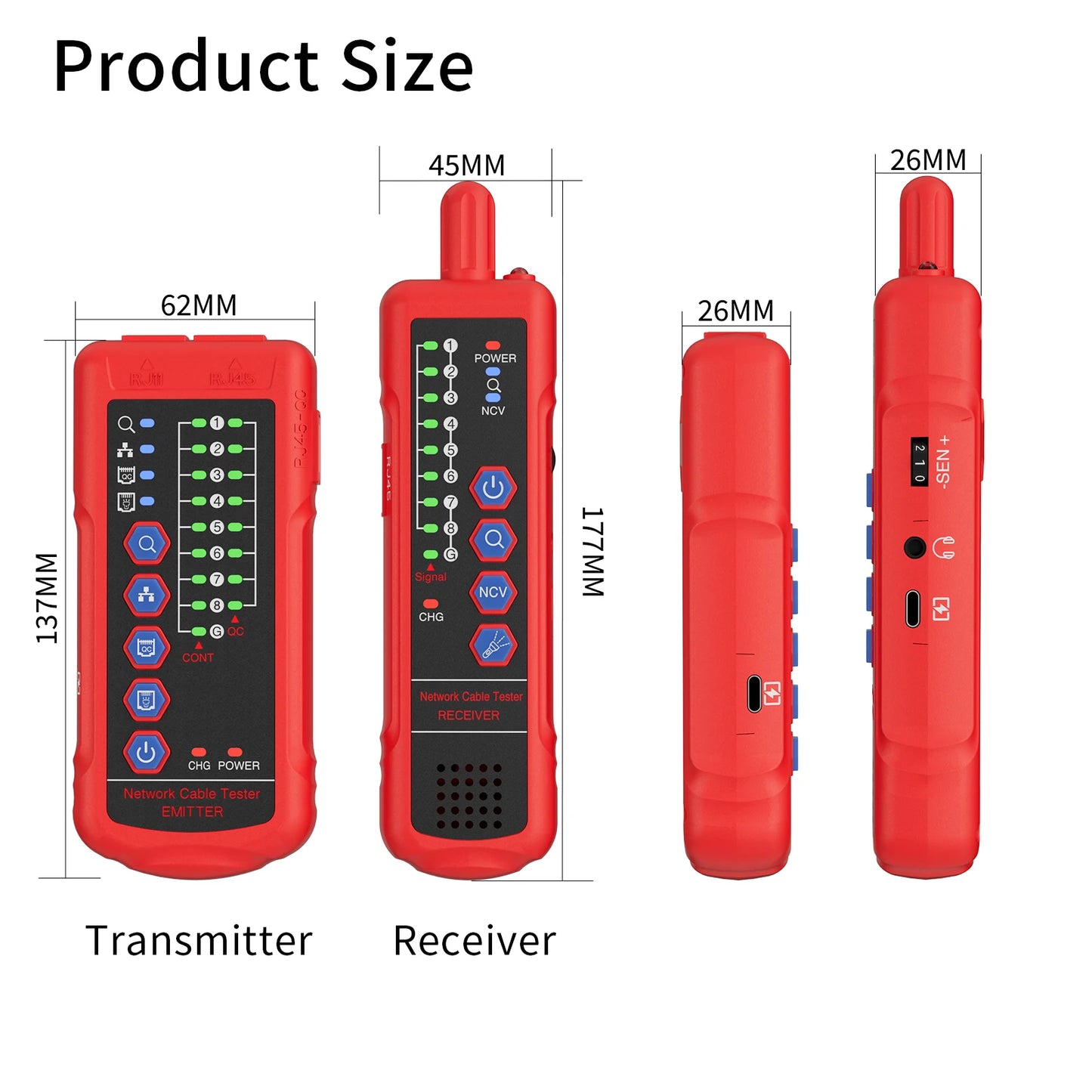 Tester Cable Red Digital RJ11/RJ45 (CAT5/CAT6) - Rastreador Hilos Telefónicos/LAN (Alta Calidad)