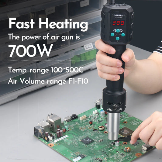 YIHUA Micro Hot Air Gun C/F Temp Adjusted 8858IV 700W Soldering Rework Welding Station LCD Digital Heat Gun BGA IC Solder Tools