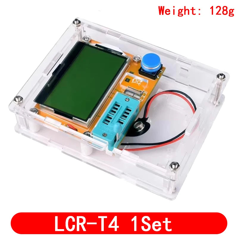Tester Transistor LCR-T4 Diodo Triodo Capacitancia ESR Meter MOS PNP LCD Mega328 + Carcasa Acrílica