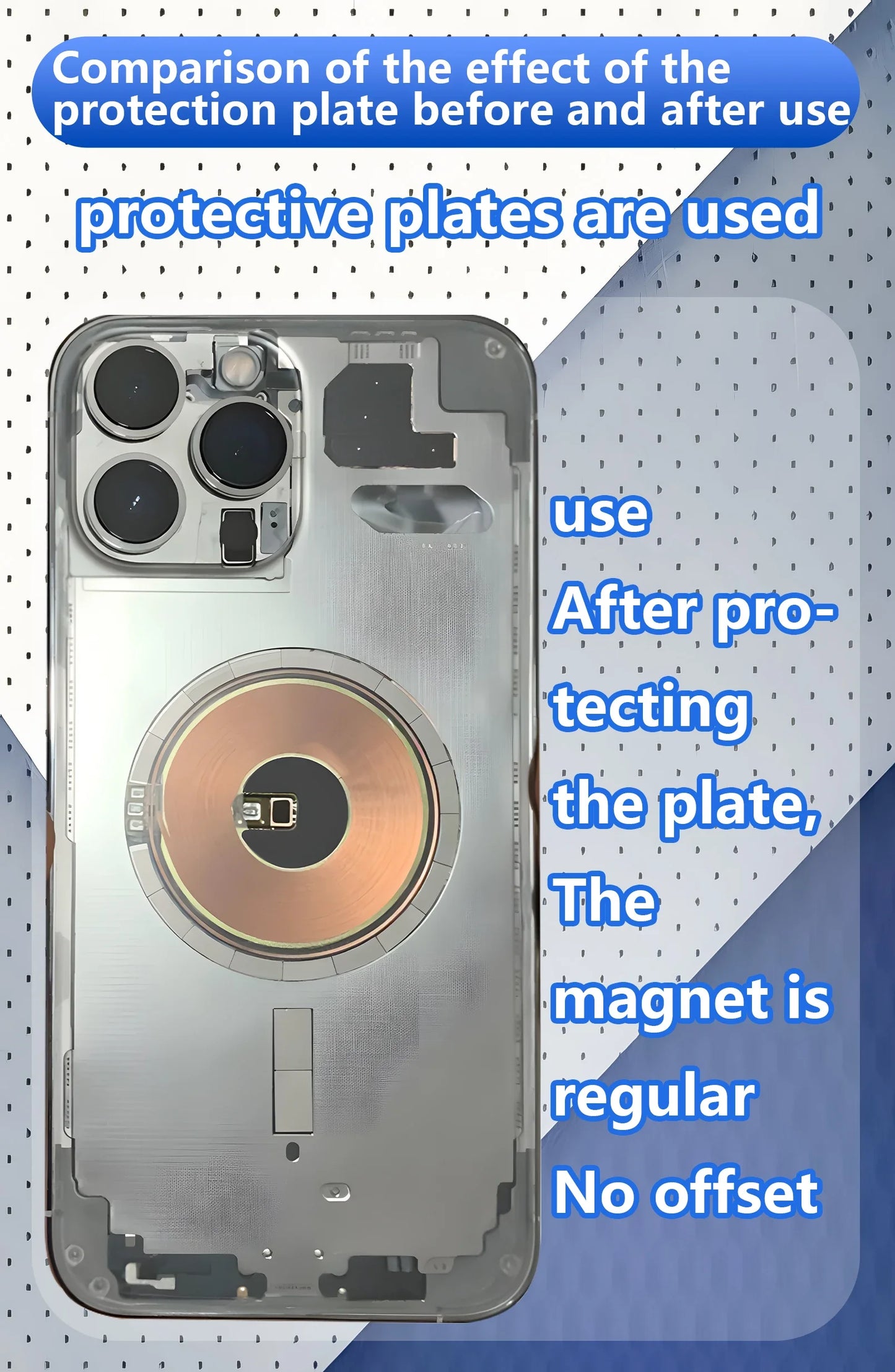Placa Protectora Magnética Universal Vidrio Trasero Lanrui Z9 para Serie iPhone 11-16 (Protección Imán Carga Inalámbrica)