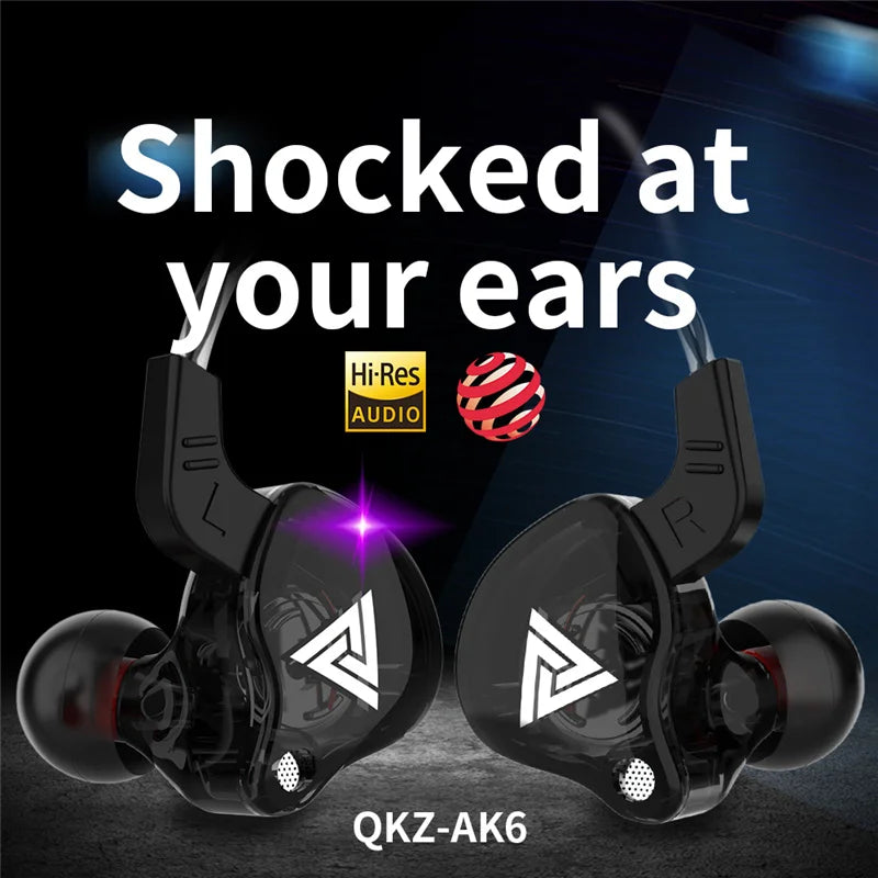 Auriculares con Cable QKZ AK6 (Driver Cobre HiFi, 3.5mm) Deportivos con Micrófono (Bajos Estéreo, In-Ear)