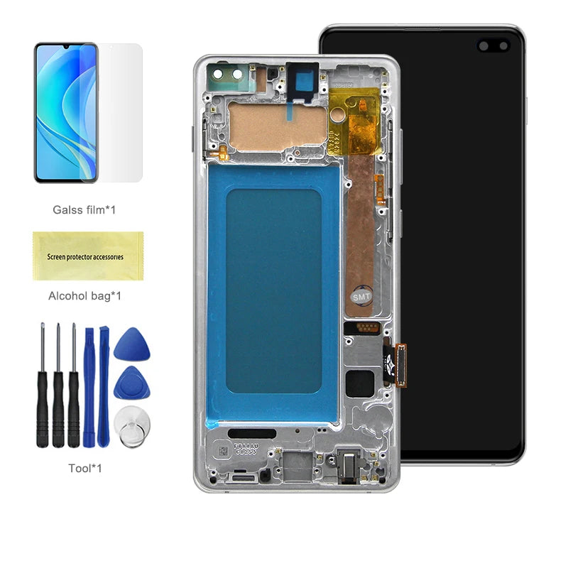 Pantalla LCD de 6,4 pulgadas para Samsung, repuesto de montaje de digitalizador con pantalla táctil, probado, S10 +, G975F, G975U, G975W, G975