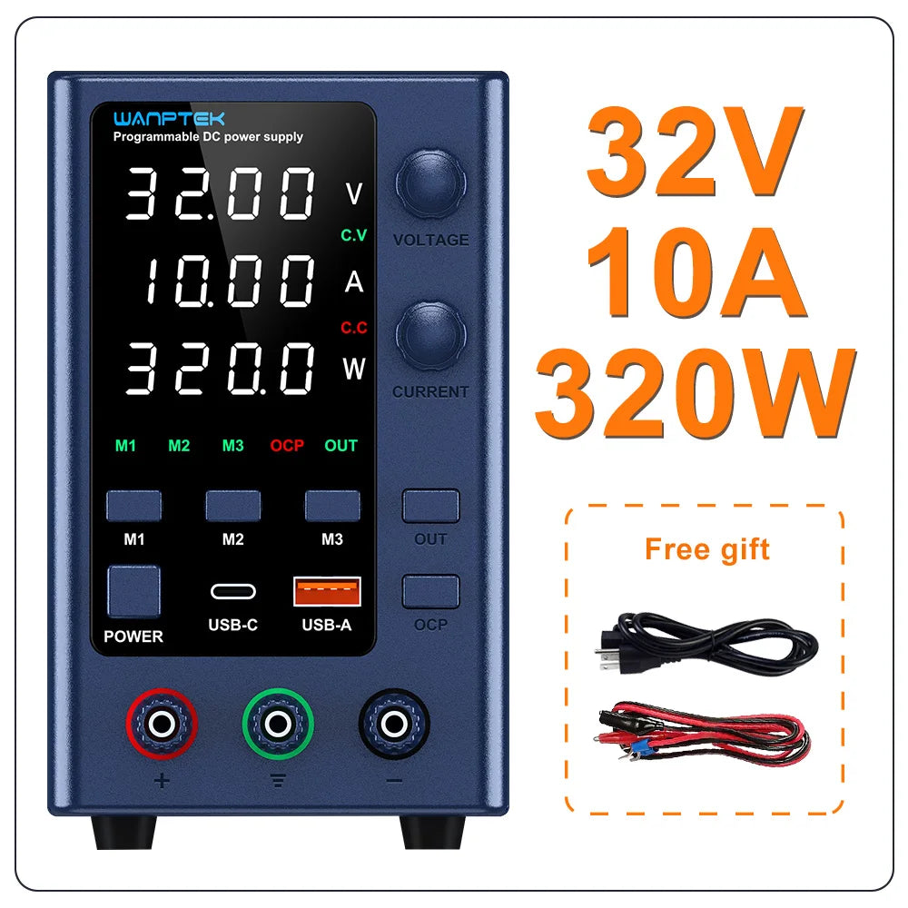 Fuente de Poder Laboratorio WANPTEK DC Ajustable 30V/60V/120V Regulador Voltaje Preajuste V/A (Input 110V/220V)
