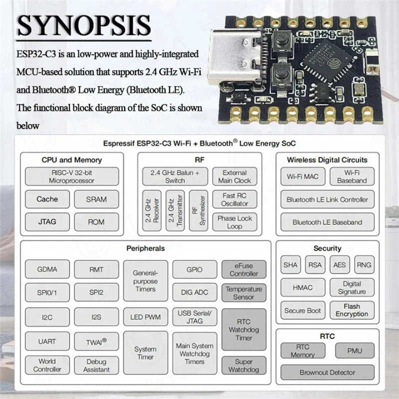 Placa Desarrollo ESP32-C3 SuperMini WiFi Bluetooth para Arduino (1-10 Unidades)