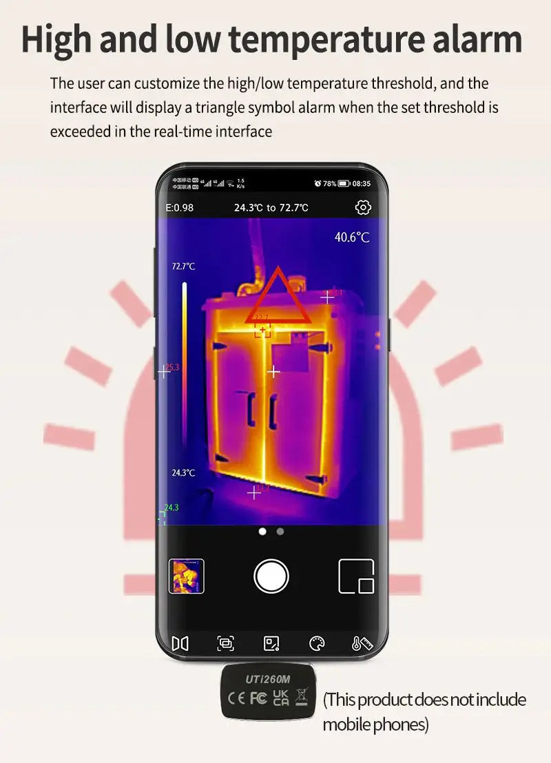 Termógrafo UNI-T UTi260M para Smartphone (Tipo C) - Cámara Térmica Infrarroja Tuberías/Circuitos PCB (No iPhone)