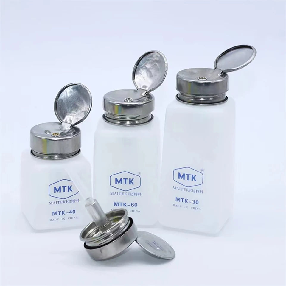 120ML 180ML 250ML Alcohol Bottle With Stainless Steel Cap Mobile Phone Maintenance Cleaning Anti Static Liquid Plastic Container