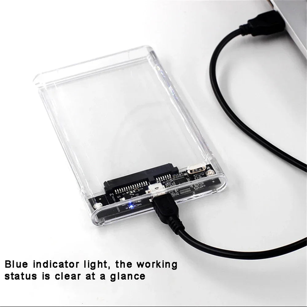 Carcasa Externa USB 3.0/Tipo C para Disco Duro HDD/SSD SATA 2.5" (UASP, Transparente, Portátil, Tool-Free)