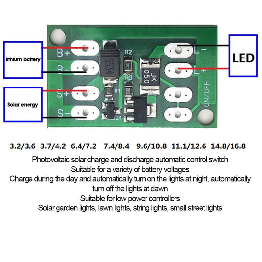 Lote 5 Pcs Placa Circuito Controlador Panel Solar Switch Control Luz Batería Litio