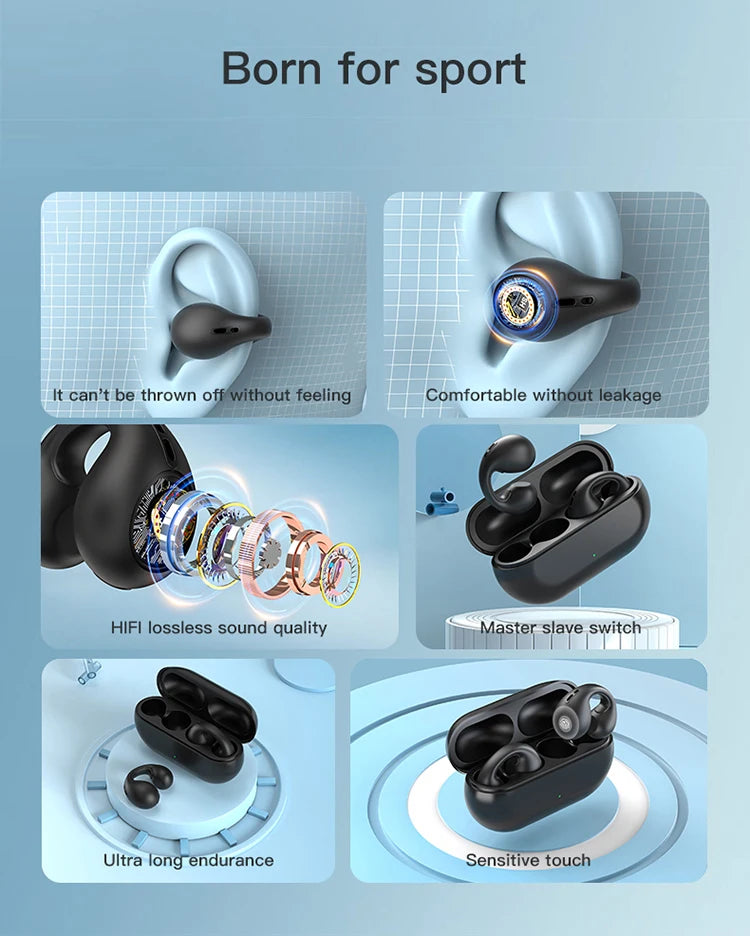 Auricular Bluetooth Inalámbrico SG50 Clip-On (Audio Alta Definición) Deportivo para Correr/Yoga (Unisex)