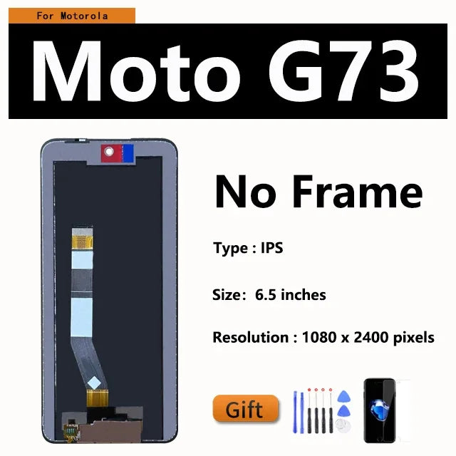 6.5" OEM LCD For Motorola Moto G13 G23 G53 G73 E13 XT2335-2 Display Touch Screen Digitizer Replacement With Frame